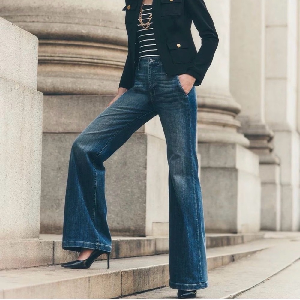 White House Black Market Dark Blue Wide-Leg Jeans